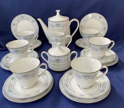 Buy Noritake Blue Hill Teapot 21 Piece Tea Set Blue Lilac Floral Contemporary • 39.99£