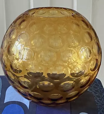 Buy Large - 27cm Vintage Art Glass - Borske Sklo Czech Optic Glass Ball Vase - • 14£