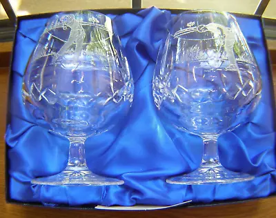 Buy 1 Pair Vintage Edinburgh Crystal Brandy Balloons/glasses Golfer Design New Boxed • 25.99£
