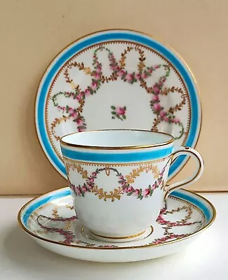 Buy Antique Minton Sevres Style Porcelain Cup, Saucer & Plate Trio C 1854 Restored • 50£