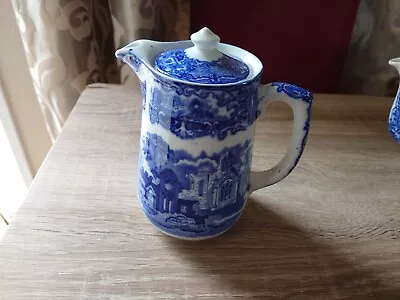 Buy Vintage George Jones & Sons Abbey 1790 Blue & White Coffee Pot / Water Jug • 5£