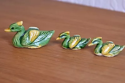 Buy Vintage Oriental Stoneware Miniature Ducks X 3 • 14.99£