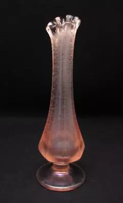 Buy Vintage Fenton Glass Pink Iridescent Stem Bud Vase Crackle Stretch Finish • 38.11£