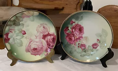 Buy Two Thomas Bavaria Handpainted Pink Roses Floral Antique Plates Cottagecore Boho • 18.63£
