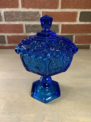 Buy Imperial Glass Cobalt Blue Atterbury Scroll Compote Candy Dish With COVER • 39.14£