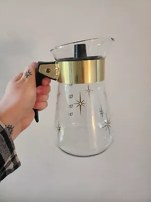 Buy Corning Ware Pyrex Gold Atomic STARBURST Glass Coffee Carafe Pot Cups Vintage • 19.99£