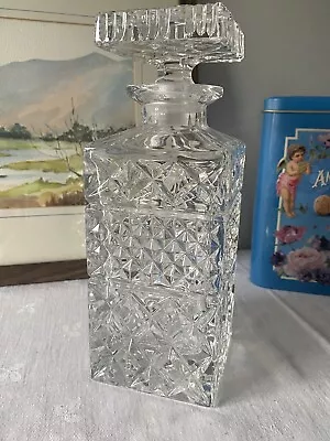 Buy Vintage Square Cut Glass Crystal Decanter/Vintage Whiskey Cut Glass Decanter • 15£