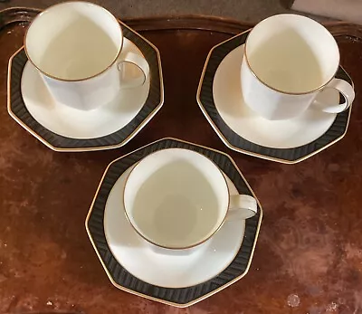 Buy Villeroy & Boch Black Pearl Tea Cup And Saucers X 3 • 10£