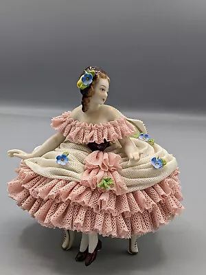 Buy 1900s Antique Volkstedt German Porcelain Lace Figurine Dreaming Girl Marked Rare • 139.78£