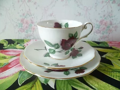 Buy Royal Standard English China Trio Tea Cup Saucer Plate Red Velvet Roses • 5£