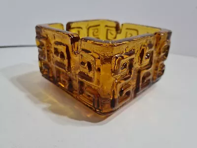 Buy Mid Cenury Retro 60's Riihimaki Lasi Amber Tamara Aladin Designed Glass Ashtray • 55£