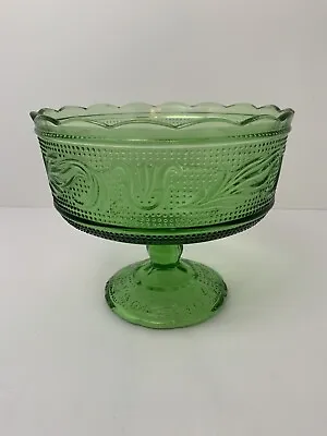 Buy Vintage Green Glass Pedestal Fruit Bowl E O Brody Tulip Design USA Excellent • 16.73£