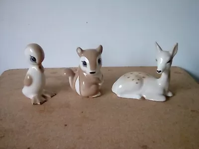 Buy 3x Szeiler Studio Pottery Figures,  Fawn Lying Down,  Duck And Chipmunk • 7£