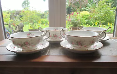 Buy Set Of 4 Paragon Victoriana Rose Soup Bowls With Matching Saucers All Excellent • 60£