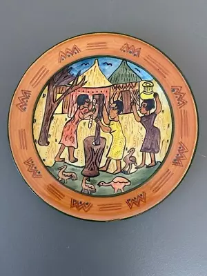 Buy Zimbabwe Art Pottery, Folk Art  6 3/4  Plate 'Village Life', By Jonathan • 14.84£