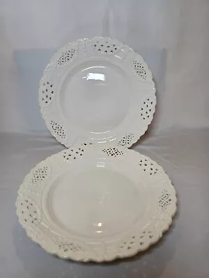 Buy Set Of 4 Hartley Greens Leeds Ware Pierced Creamware Chop Round Salad Plates 9  • 93.19£