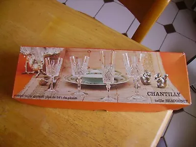 Buy Genuine Cut Lead Crystal Glasses Chantilly Beaugency X 6 Boxed • 4.50£