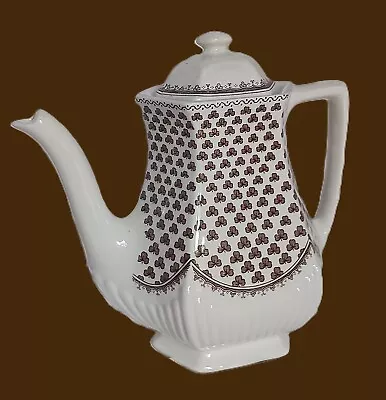 Buy Adams Sharon Coffee Pot Ironstone  Empress Shape In Brown And White Vintage • 9.50£