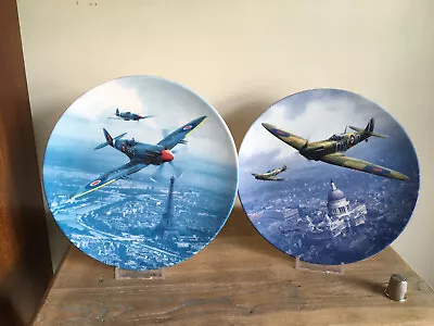 Buy 2 Display Plates Royal Doulton WW2 Planes Heroes Over Home Territory By R Huxley • 22£