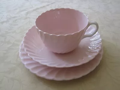 Buy Minton Fine Bone China Trio Cup Saucer Side Plate Pink Shell Fife Flute Vintage • 9.99£