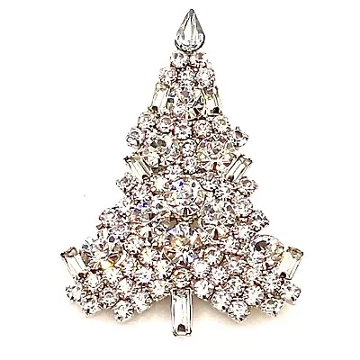 Buy Vtg SilverTone Multi Facet Swarovski Crystal Brooch Pin Holiday Christmas Tree V • 27.91£