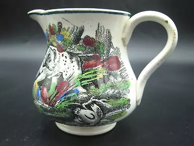 Buy Antique Early 19th Century Creamware Jug. Hunting Dogs & Game. • 22£