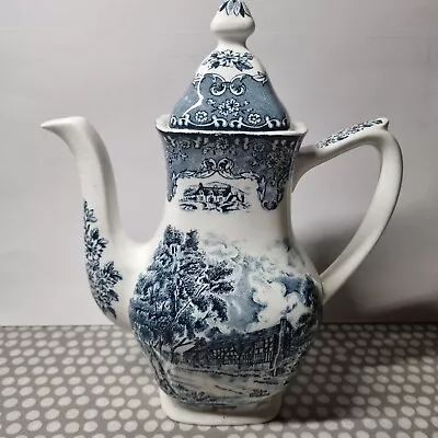 Buy W H Grindley And Co.  English Country Inns  Blue And White Coffee Pot  • 14.51£