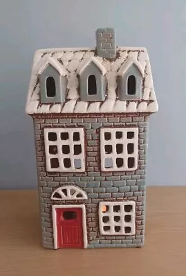 Buy Village Pottery Tea Light Holder Grey Brick House With Three Dormers 25.5cm  NEW • 24.95£