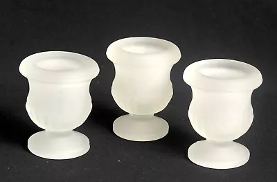 Buy Frosted Glass Candle Holders Taper Candles Set 3 Ribbed Base 3 Inch Tall • 11.14£