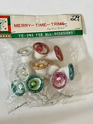 Buy Vintage Christmas Ornament Tie On Bell Sugar Glitter Mica Mercury Glass Ball Mcm • 27.96£