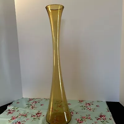 Buy Amber MCM Fluted Vase 20’’ H  5’’Base No Chips No Cracks • 23.81£