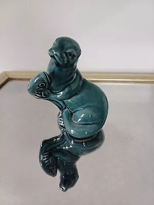 Buy Vintage Poole Pottery Otter With Fish In Teal 11cm Height Nice Condition  • 5£