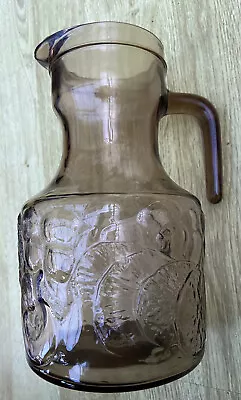 Buy Arcoroc Fleur Water Jug Pitcher Smoked Glass Vintage French 70s With Ice Spout * • 12.99£