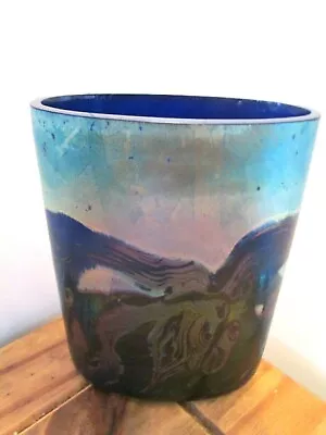 Buy Large MICHAEL HARRIS  'NIGHTSCAPE'  Isle Of Wight British Studio/Art Glass Vase. • 135£