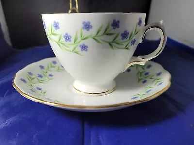Buy Royal Vale English Bone China Teacup And Saucer Tiny Blue Flower • 12.11£