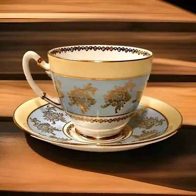 Buy Royal Stafford Teacup And Saucer, Gorgeous  Blue And Gold Filigree Made England  • 13.04£