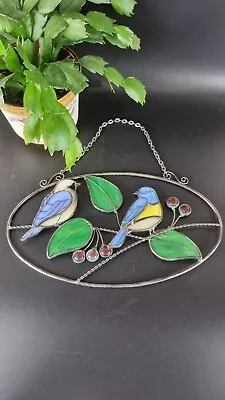 Buy Stained Slab Glass Hanging Bird Design Oval Chain Hung 27cm Suncatcher  • 19.99£
