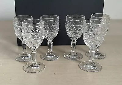 Buy Vintage Set 6 Liqueur / Sherry Glasses Cut Glass Antique Goblet Style • 5£
