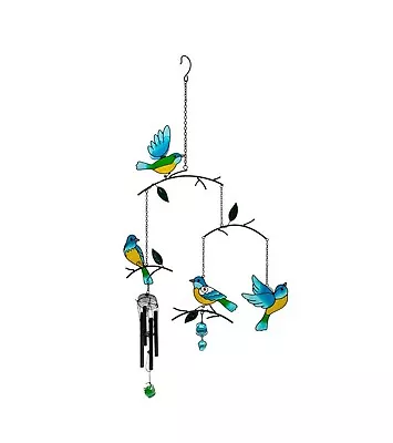 Buy Hanging Wind Chime Suncatcher Hanger Metal Glass Blue Bird Garden Decorative • 21.99£