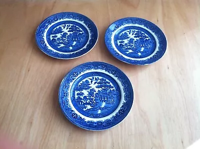 Buy Vintage  Crown Pottery J. T. & S. Longton  Willow Pattern Plates 7.75 Inch. Dia. • 8.10£