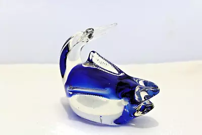 Buy Vintage Art Glass Blue Whale Clear Solid Hand Blown Paperweight Ornament Animal • 10.99£