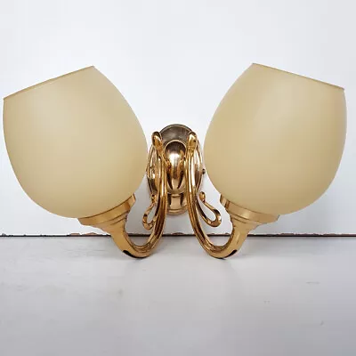 Buy Litecraft Wall Light Edwardian Style 2 Arm With Glass Shades - Brass Clearance   • 48.99£