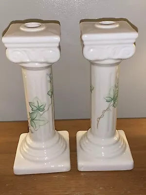 Buy Belleek Candlesticks Ireland Column Pair Classic Ivy Column 8 Ins VGC Never Used • 9.99£