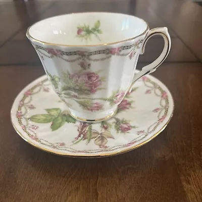 Buy ROYAL DUCHESS  Bone China Cup & Saucer Pink Roses Swags Gold Trim • 18.41£