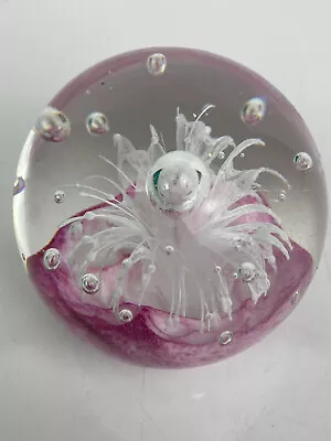 Buy Vintage Pink & White Bubble Burst Crystal Glass Paperweight 6.5 Cm - VGC • 4.99£
