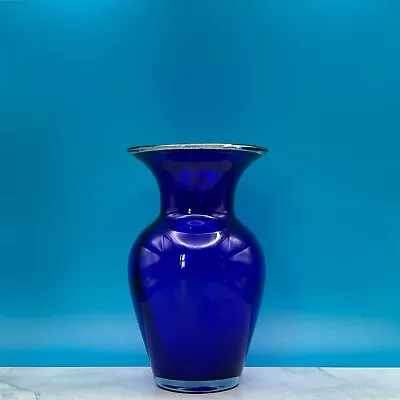 Buy Cobalt Blue Hand Blown Glass Vase By Tim Casey Sark Glass • 32£