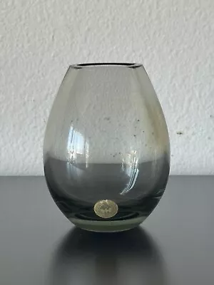 Buy Vintage MCM Holmegaard Per Lutken Drop Smoky Gray Thick Glass 4.5” Vase Signed • 32.61£