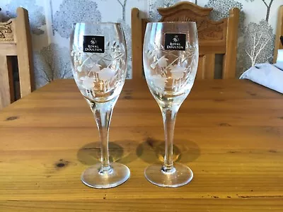 Buy Pair Royal Doulton Crystal - Falling Stars Sherry / Port Glasses - 16.7 Cms Tall • 23.99£