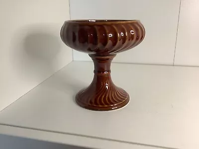 Buy Dartmouth Pottery. Vintage Pedestal Bowl. Bon Bon Dish. Swirl. Brown Gloss Glaze • 8£