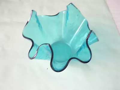 Buy Vintage Chance? Blue Glass Handkerchief Bowl – • 11.50£